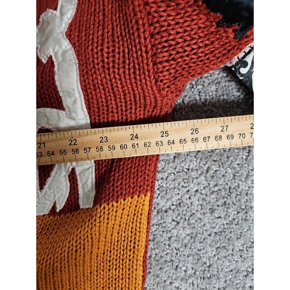 Vtg International Index Cardigan Mens Large Orange Patches 90s Sweater Grandpa - Picture 6 of 13